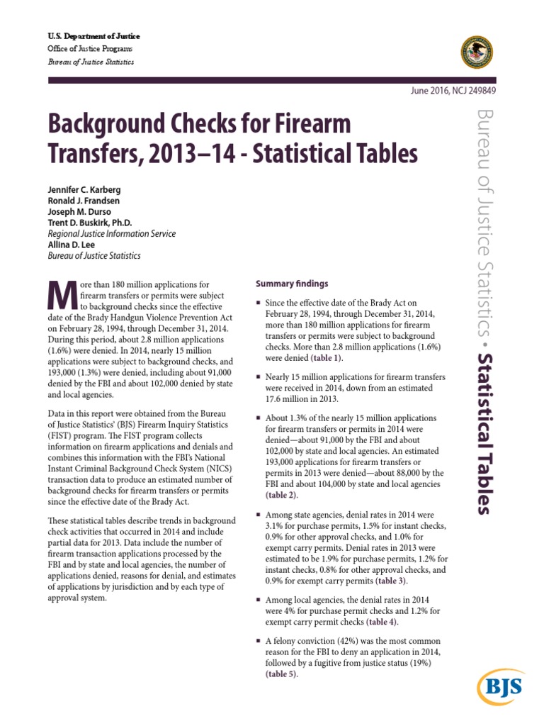 Background Checks for Firearm Transfers | PDF | National Instant ...
