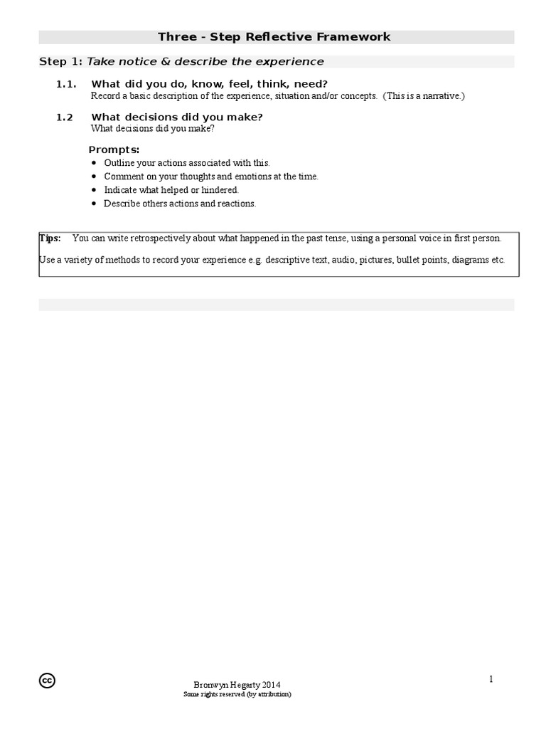 Three-Step Reflective Framework Guide | PDF | Emotions | Goal