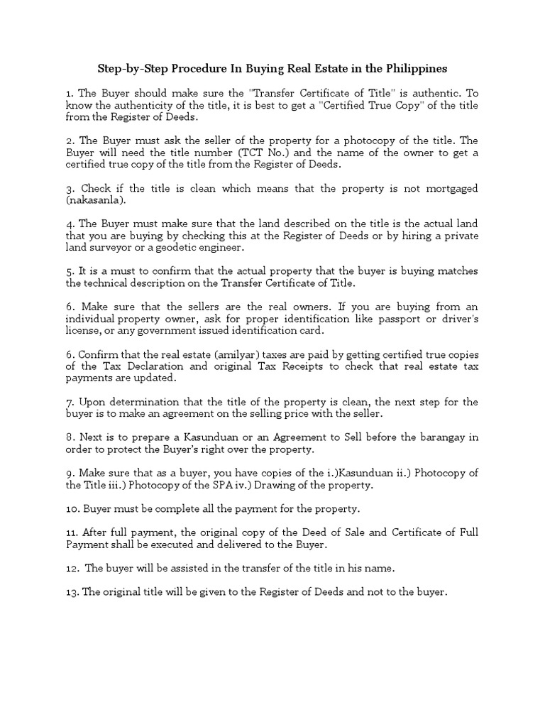 Buying Real Estate In The Philippines Guide Pdf