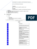 Applied English For Academic & Professional Purposes Lesson Plan