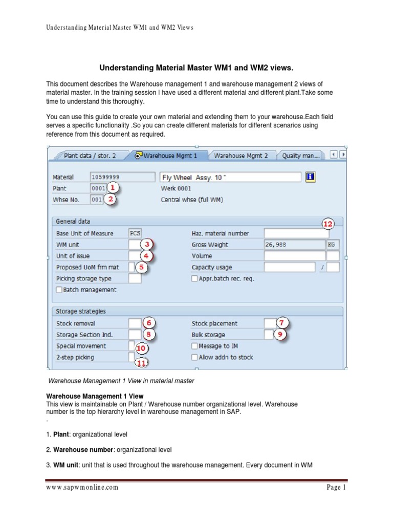 3 9 Material Master Data Sap WM Views PDF Warehouse Computing