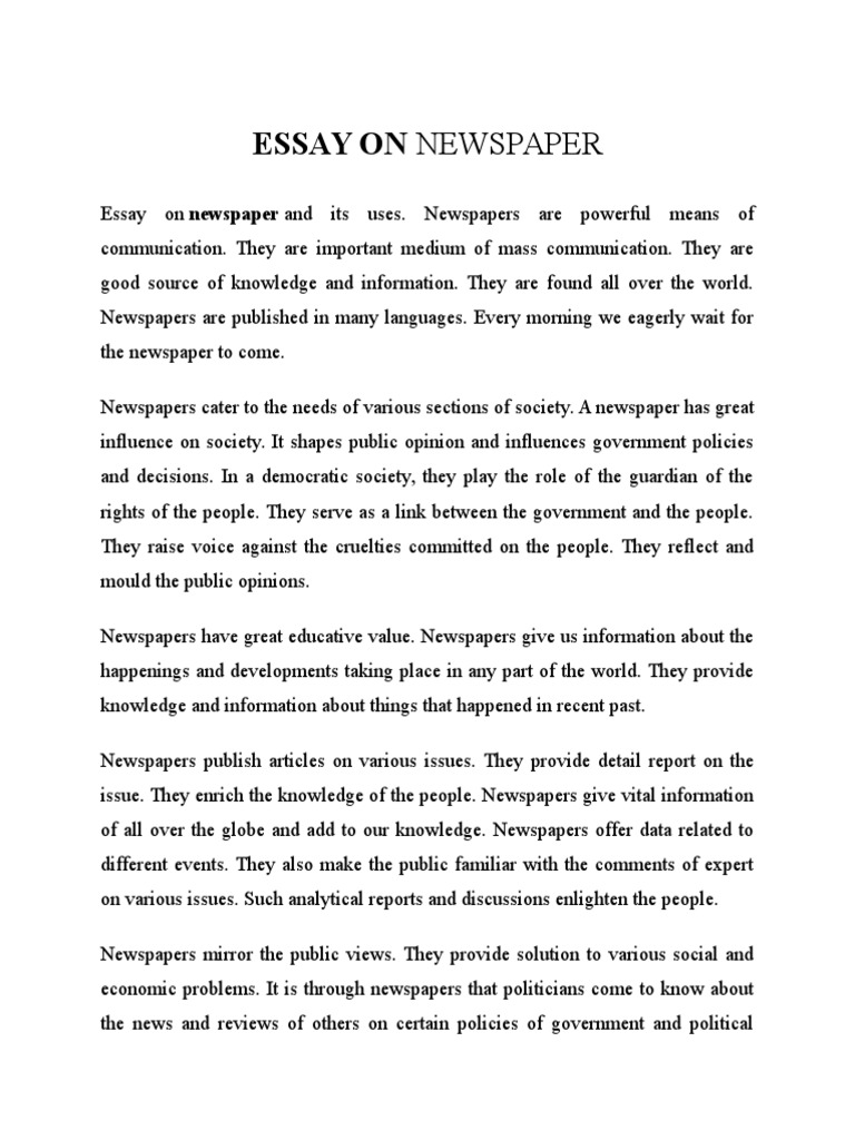 essay for newspaper