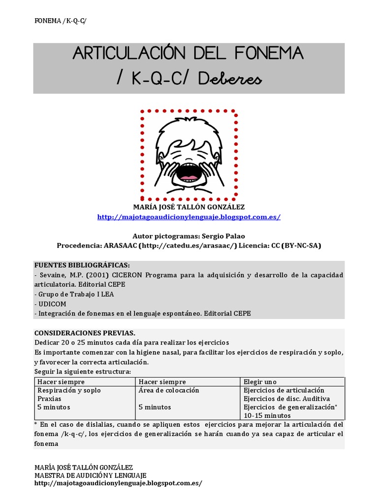 Ejercicios para el fonema /K-Q-C/ | PDF | Lingüística | Ciencia cognitiva