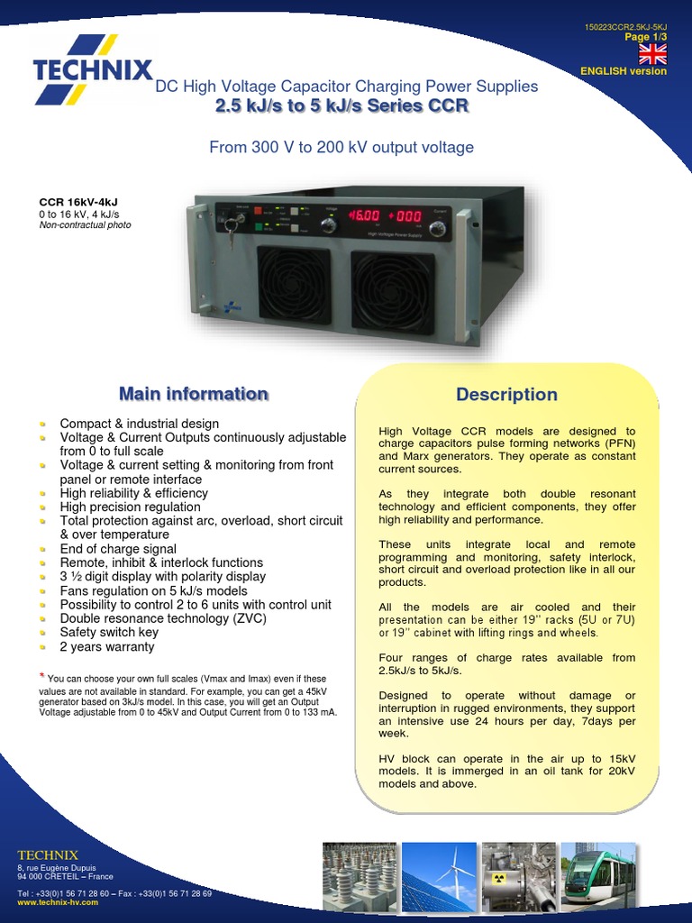 Datasheet CCR 2500 5000 Js Series Eng | PDF | Power Supply | Capacitor
