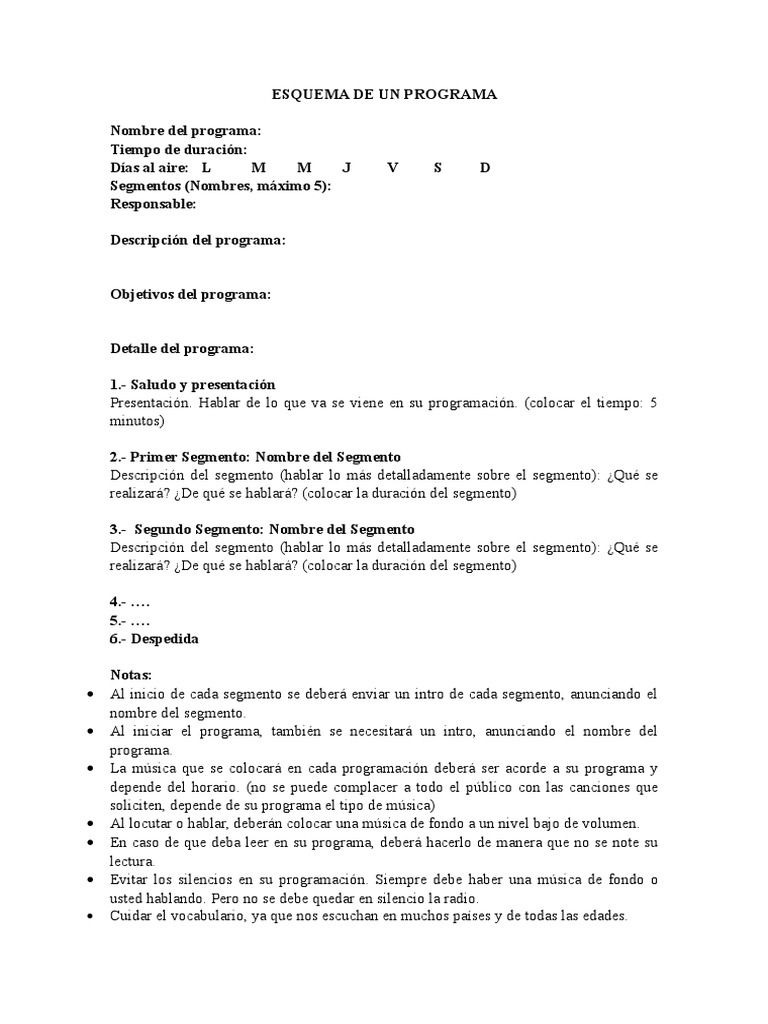 Esquema de Un Programa Radio | PDF