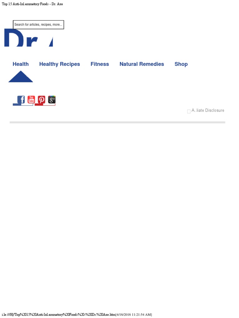 Top 15 AntiInflammatory Foods Dr. Axe PDF Omega 3 Fatty Acid