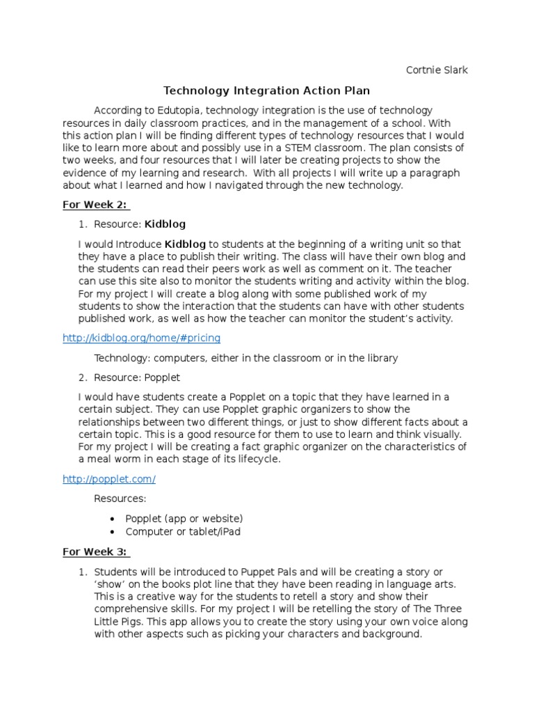 Technology Integration Plan for STEM Classrooms | PDF | Career & Growth ...