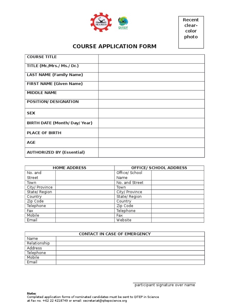 Course Application Form | PDF