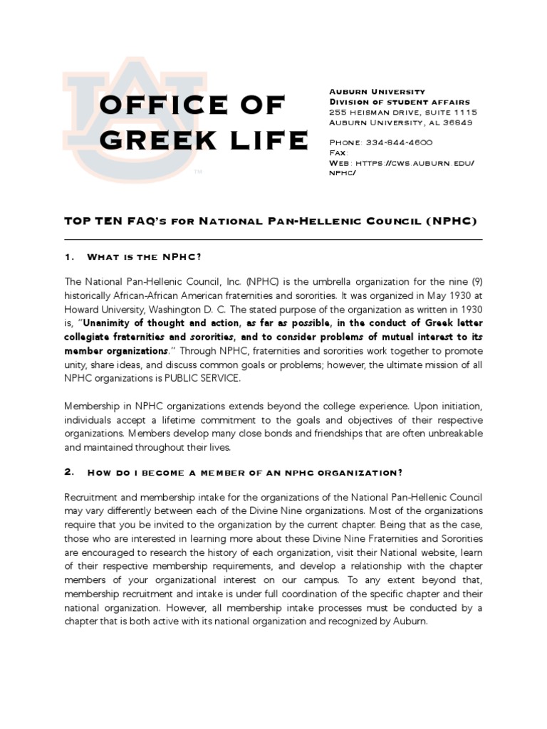 Ten FAQs About Greek Life | PDF | Fraternities And Sororities | Further ...