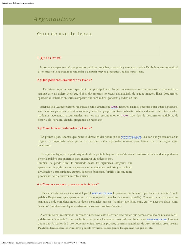 Como Subir Un Podcast En Ivoox Guía de Uso de Ivoox | PDF | Podcast | Informática