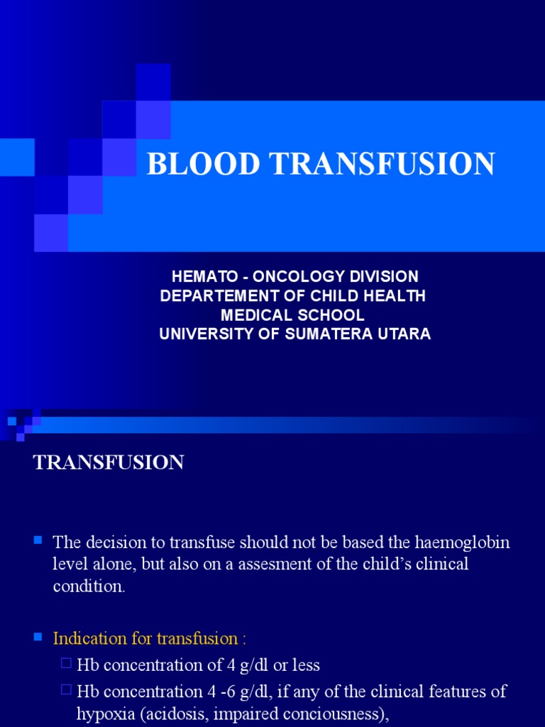 Pediatric Blood Transfusion Guidelines | PDF | Blood Transfusion ...