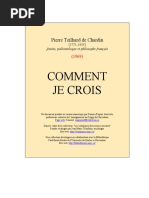 Pierre Teilhard de Chardin. Comment Je Crois (Tomme X)
