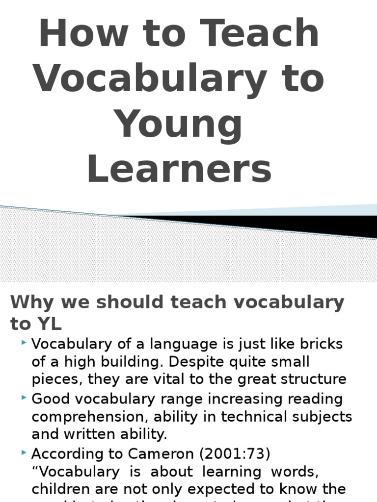 How To Teach Vocabulary To Young Learners | Download Free PDF ...