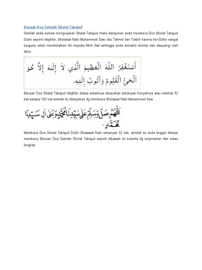 Bacaan Doa Setelah Sholat Tahajud Pdf