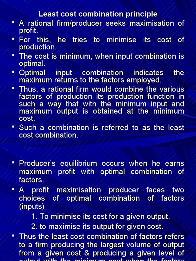 Least Cost Combination Labour Economics Profit (Accounting)