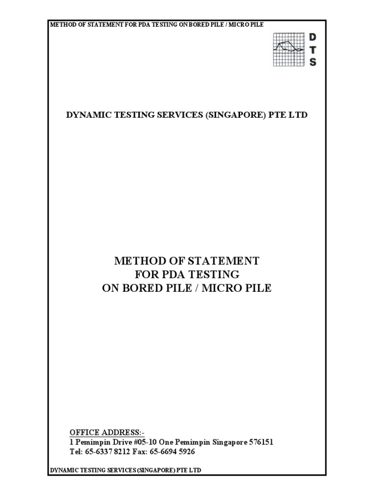 Method Statement of PDA test for bored pile Deep Foundation