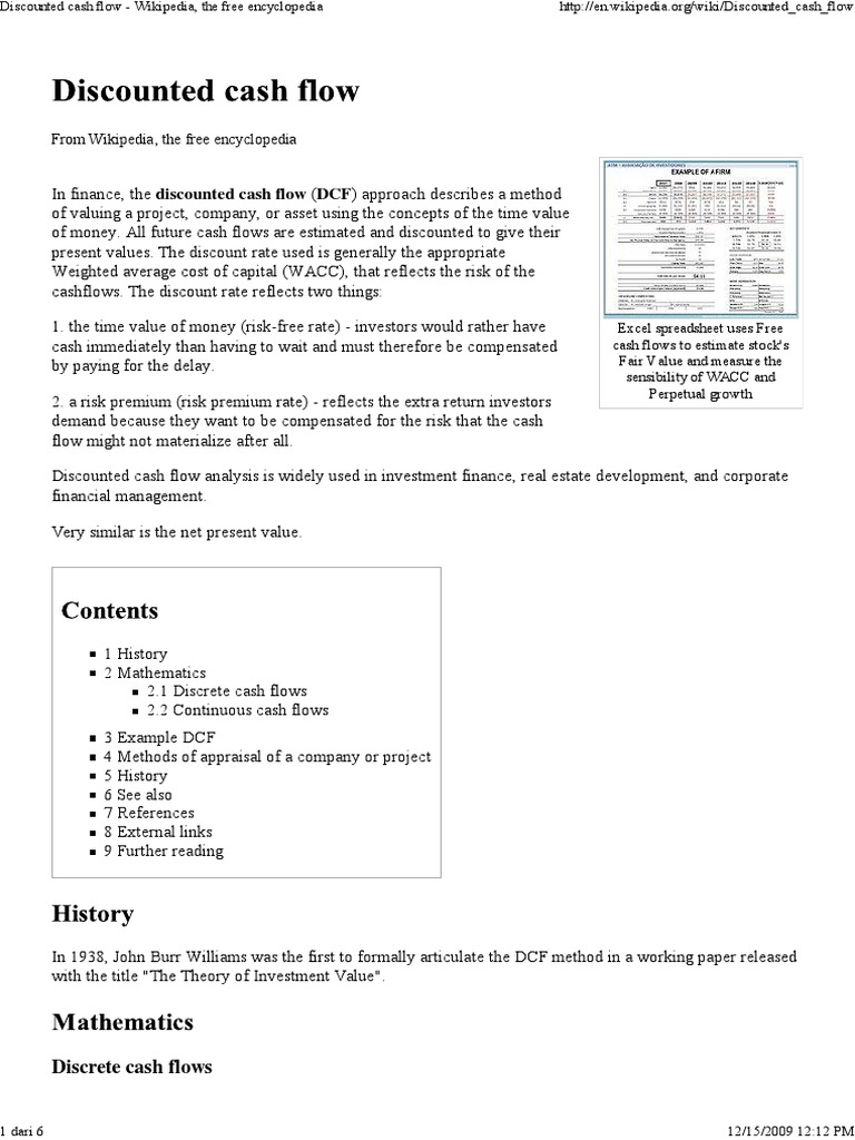 Discounted Cash Flow - Wikipedia | PDF | Discounted Cash Flow | Cost Of ...