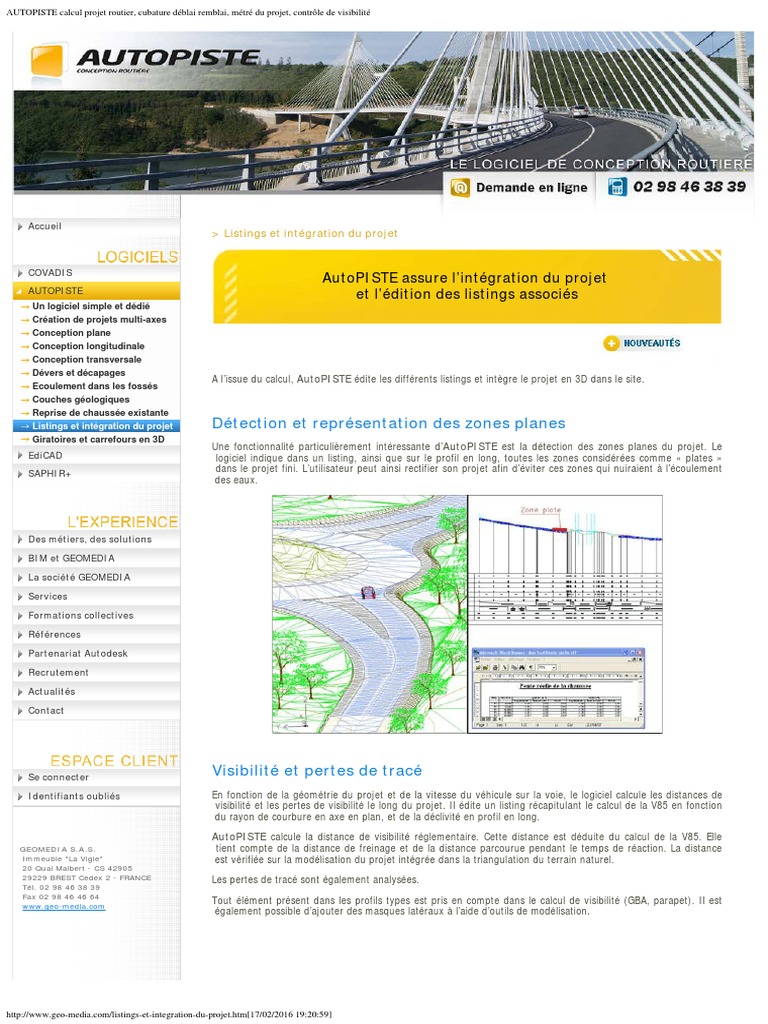 AUTOPISTE Calcul Projet Routier, Cubature Déblai Remblai, Métré Du ...