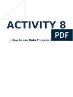 Activity 8: (How To Use Data Formula in Excel)