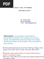 B.Tech Physics Course NIT Jalandhar Electrostatics Lecture 1