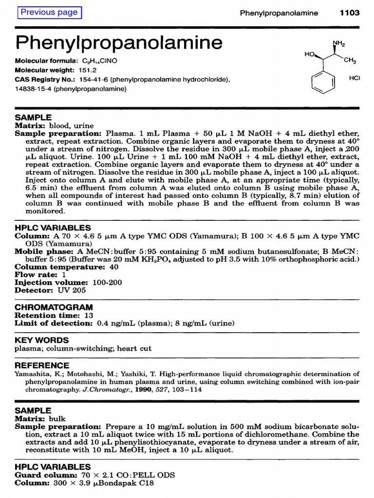 Phenylpropanolamine | PDF | Chromatography | High Performance Liquid ...