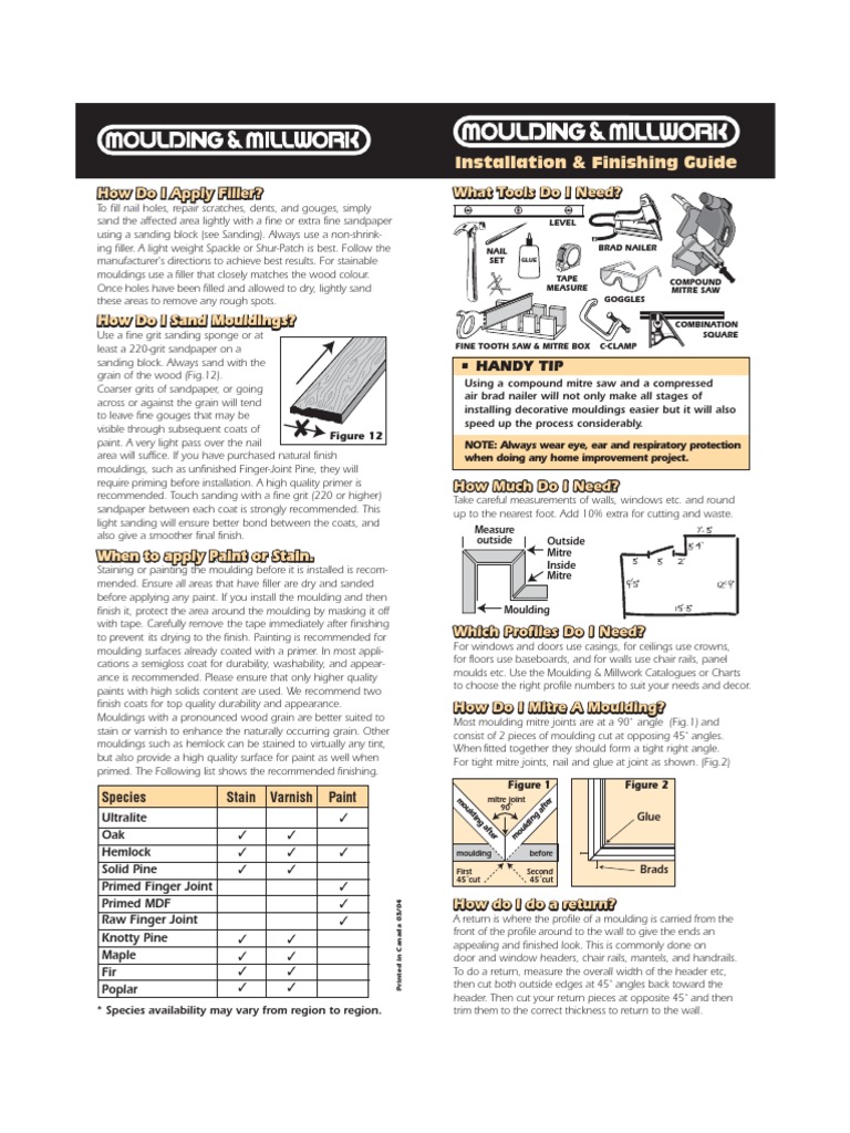 Moulding Installation & Finishing Tips | PDF | Crafts | Woodworking