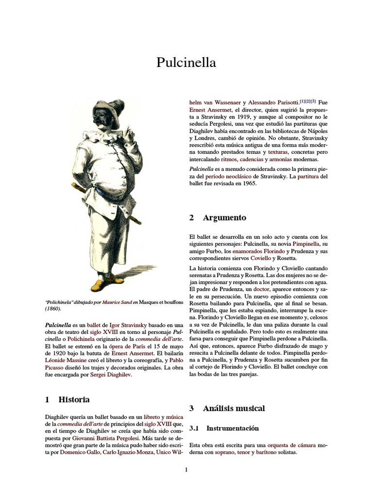 Pulcinella: Ballet Neoclásico de Stravinsky | PDF | Estrenos de ballet ...