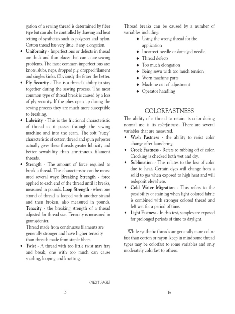 Colorfastness: - Uniformity - Imperfections or Defects in Thread | PDF ...