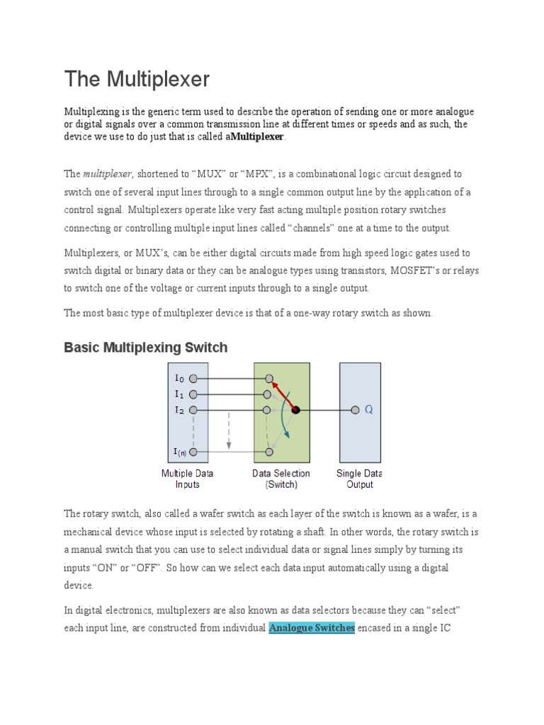 The Multiplexer Basic Multiplexing Switch PDF Switch Amplifier