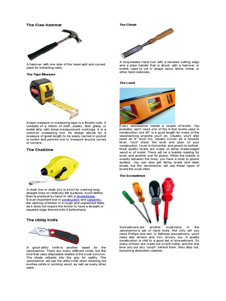 Carpentry Tools and Equipment Drill Knife