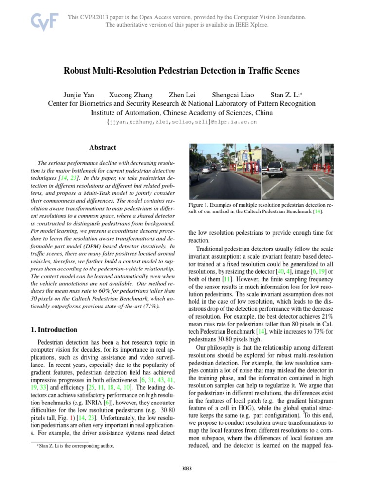 Robust Multi-Resolution Pedestrian Detection | PDF | Optical Resolution ...
