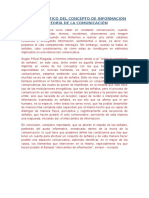 Análisis Crítico Del Concepto de Información en Teoría de La Comunicación