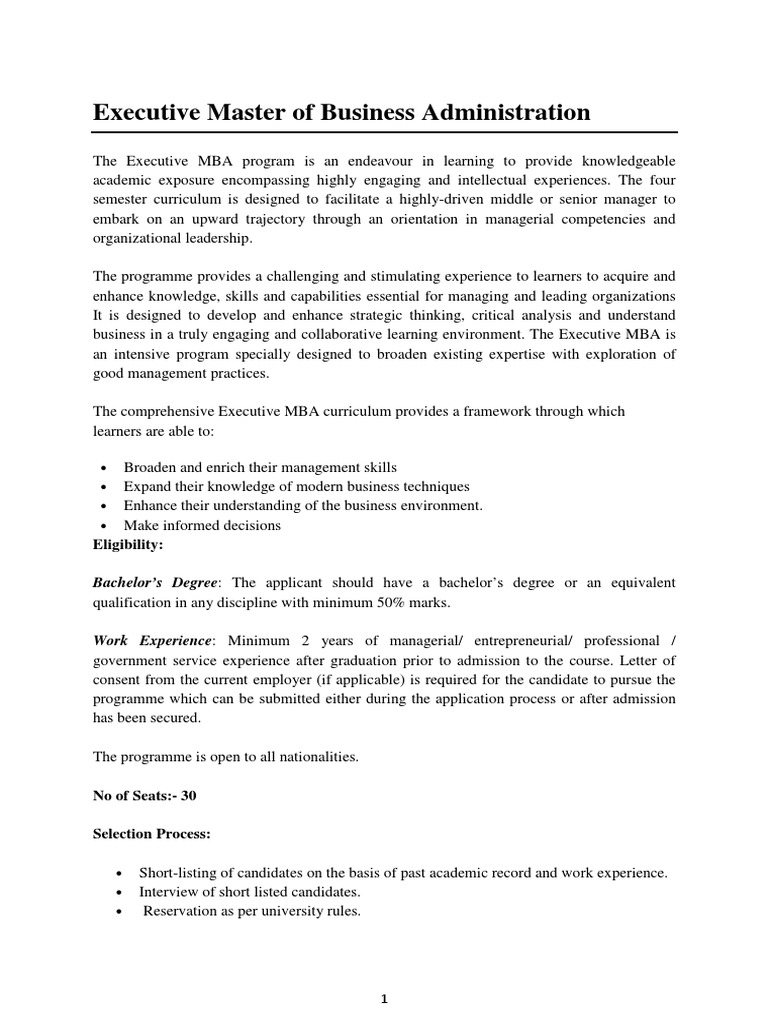 Syllabus and Course Structure (Executive MBA) | PDF | Business