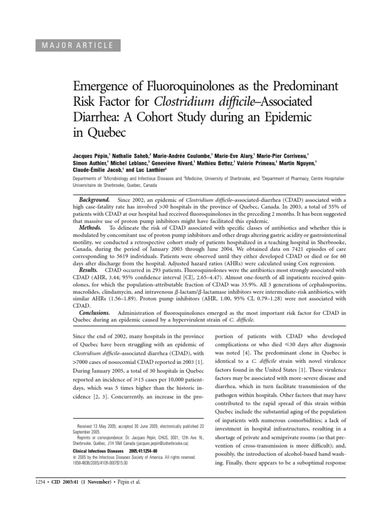 Fluoroquinolones & CDAD Risk | PDF | Antibiotics | Hospital Acquired ...