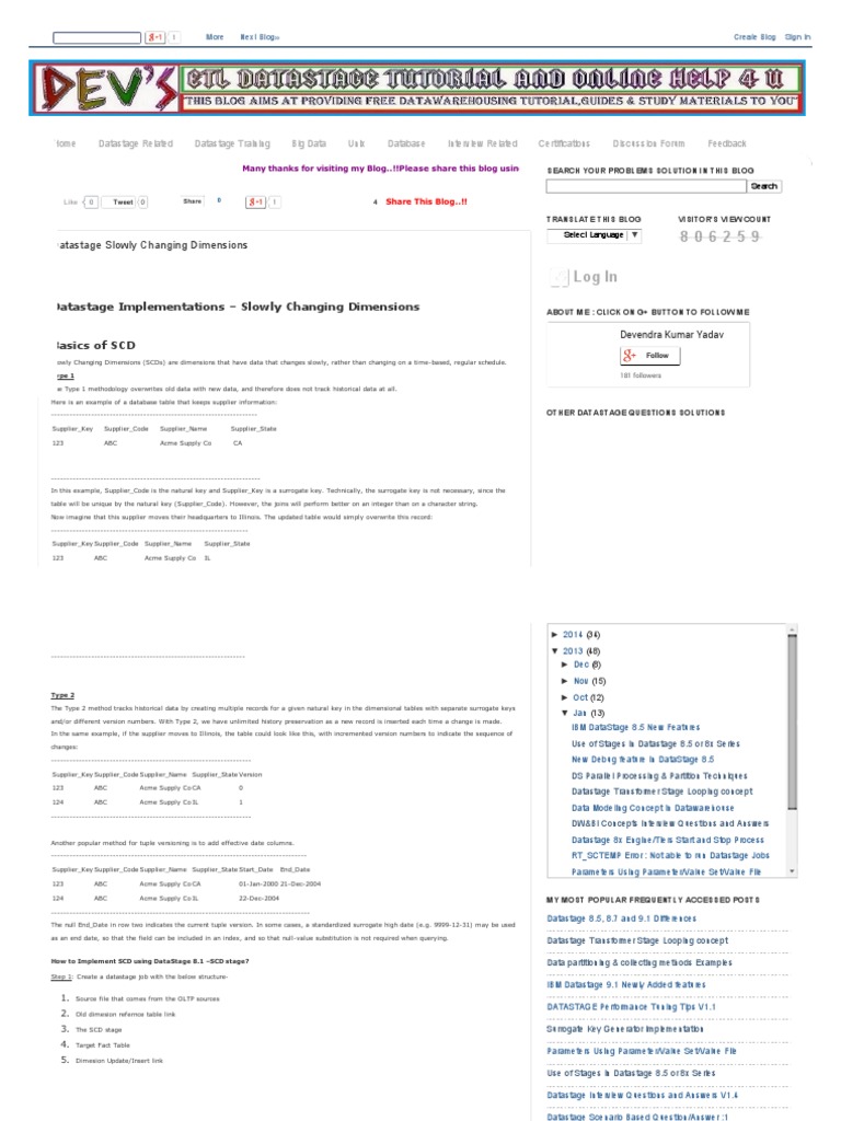 Datastage Slowly Changing Dimensions PDF Computer Data Data