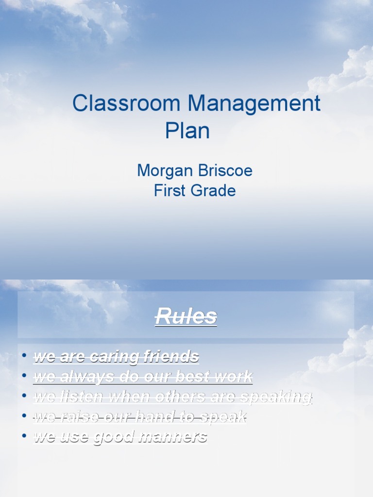 First Grade Classroom Management Plan | PDF | Self-Improvement | Lifestyle