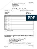 ELEG 220 (Fall 2014) Final Exam: Title: Electric Circuits Score: / 140 /35