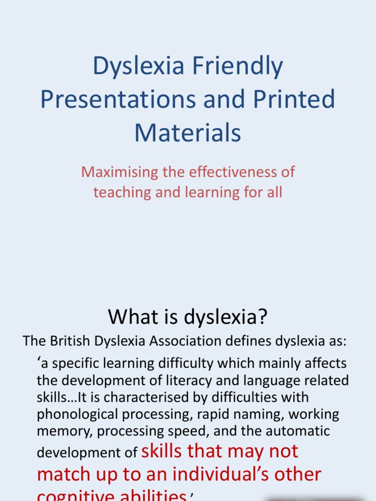 Dyslexia-Friendly PowerPoint Tips | PDF | Dyslexia | Reading (Process)