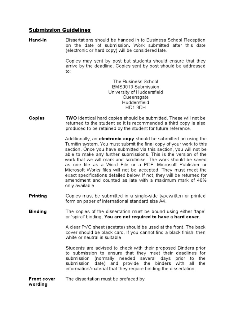 Dissertation Submission Guidelines | PDF | Thesis | Citation