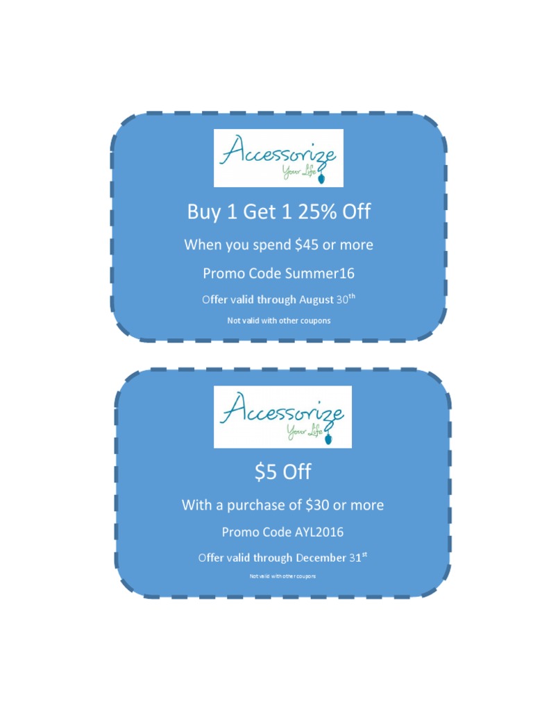 Buy 1 Get 1 25 Off When You Spend 45 or More Promo Code Summer16 PDF