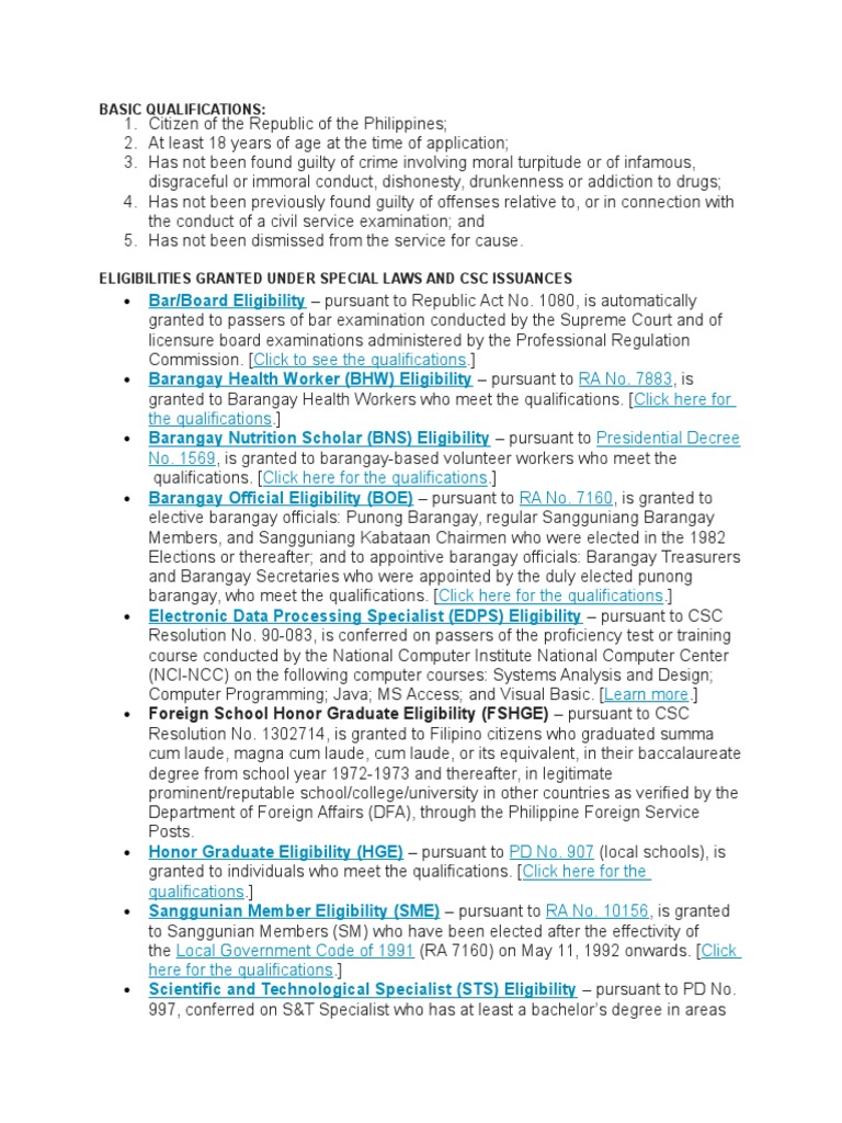 CSC Qualification, Requirements and Schedule | Signature | Bachelor's ...