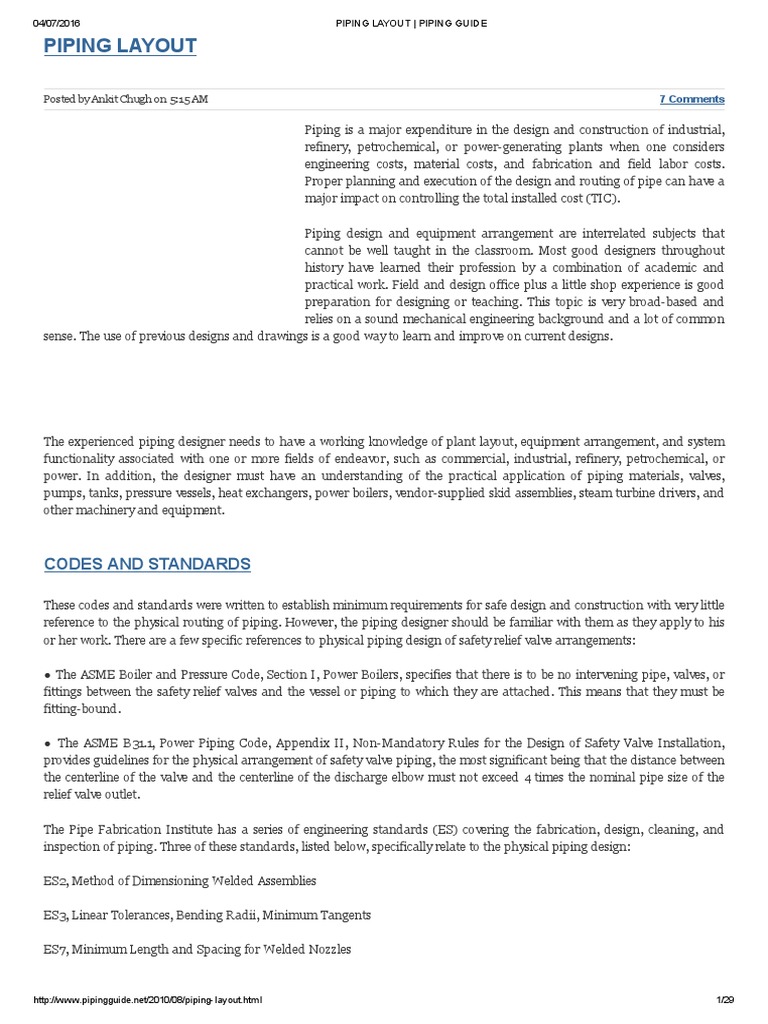 Piping Layout - Piping Guide - 1 | PDF | Pipe (Fluid Conveyance ...