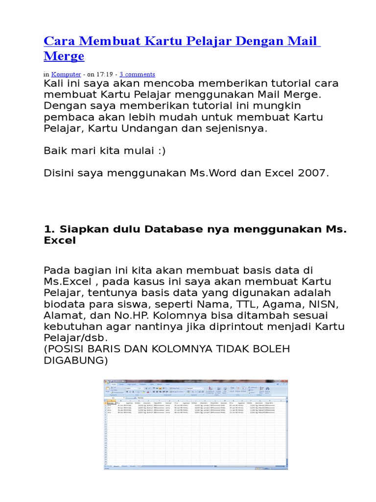 Cara Membuat Kartu Pelajar Dengan Mail Merg1docx