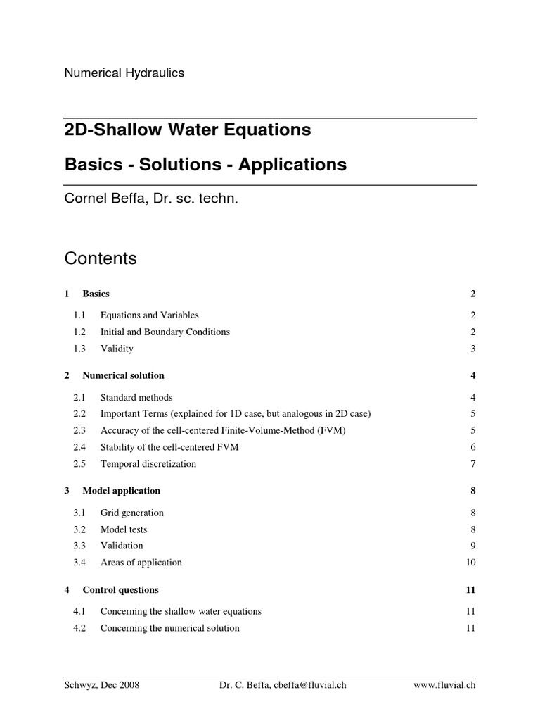 2D Shallow Water Equations Overview | PDF | Fluid Dynamics | Finite ...