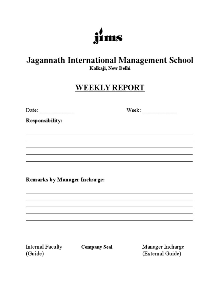 Format Weekly Report For Students PDF