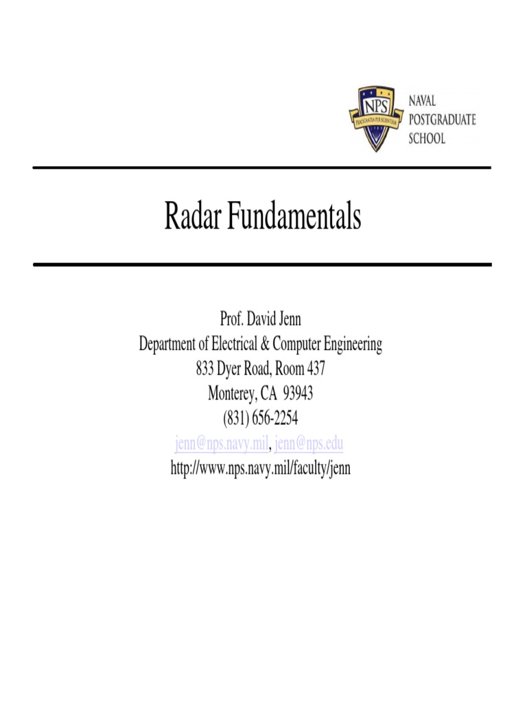 Radar Fundamentals PDF Waves Antenna (Radio)