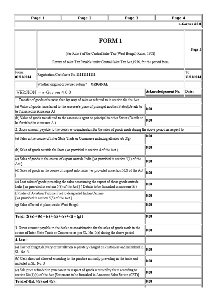 Form 1: VERSION: E-Gov Ver 4.0.0 | PDF | Business | Finance & Money ...