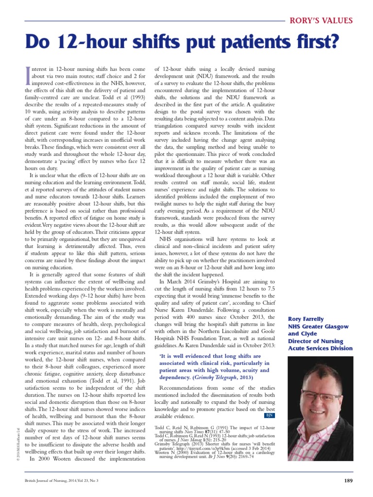 Do 12 Hour Shifts Put Patients First, 2014 | PDF