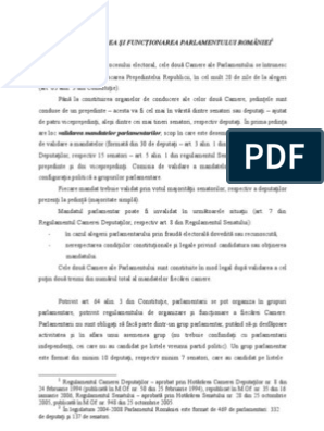 Bonus Fraud Grant Organizarea Si Functionarea Parlamentului Romaniei | PDF