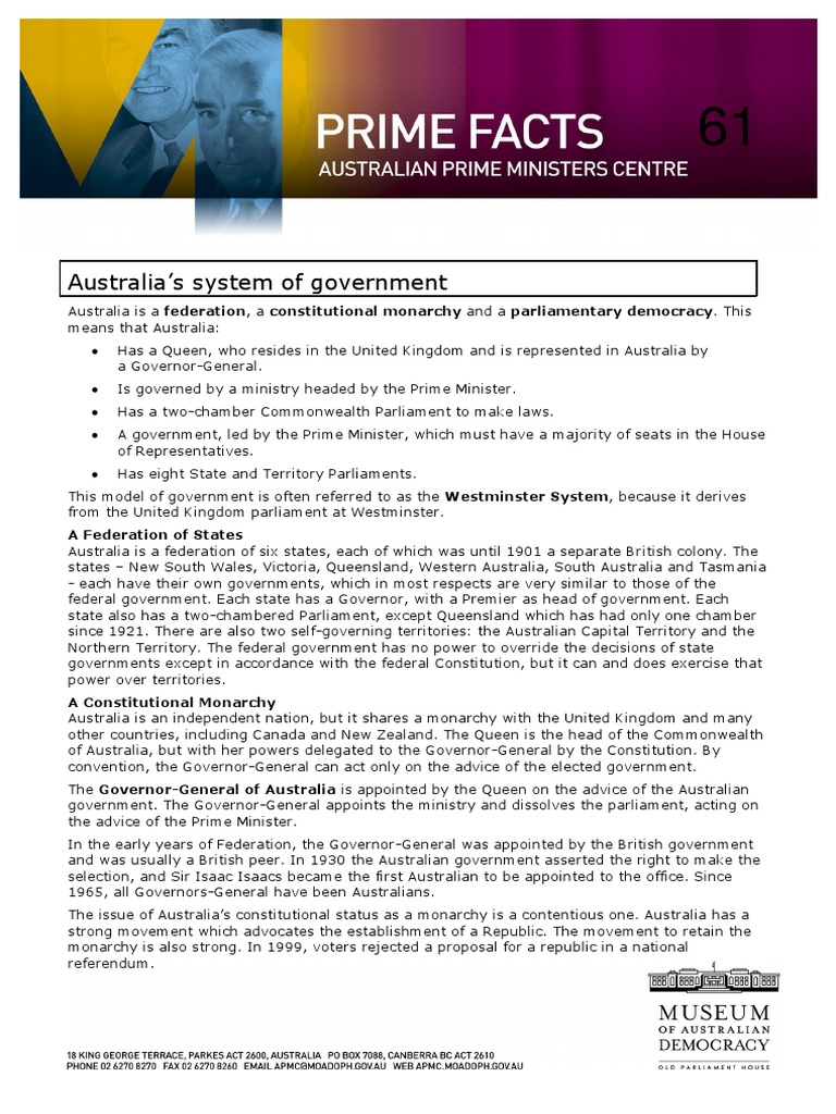 Overview of Australia's Government System | PDF | States And ...